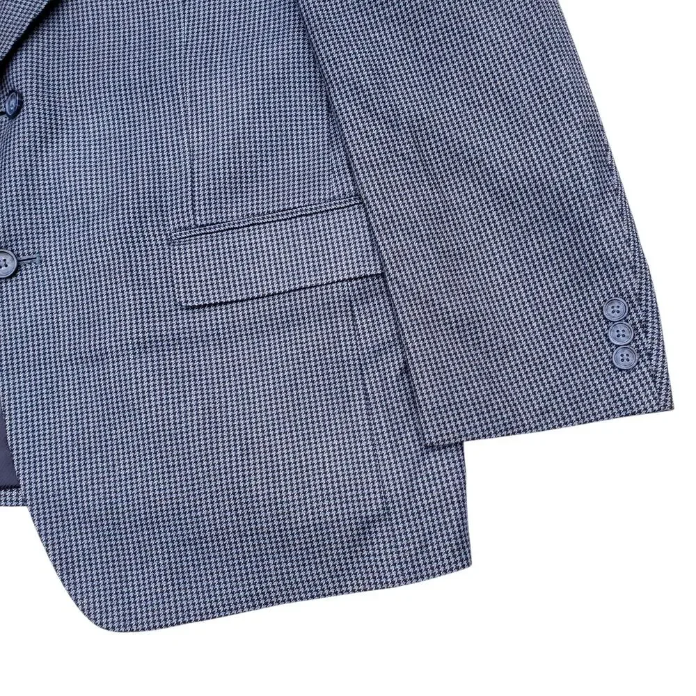 40 Savile Row Ivy Prep Puppytooth Check Blazer Jacket Sport Coat Silk Bamboo 42S